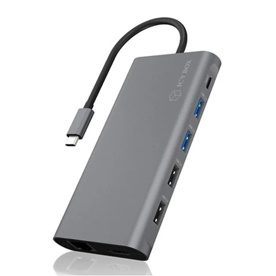 ⁨Raidsonic 12-in-1 USB Type-C dock with PD 100W BOX IB-DK4050-CPD 2xUSB 3.0 Type-A, 2xUSB 2.0 Type-A, 1xUSB 3.0 Type-C, 1xLAN RJ4⁩ at Wasserman.eu