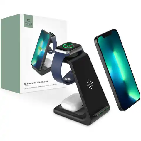 ⁨Wireless 3in1 Charging Dock for Apple Tech-Protect A8 black⁩ at Wasserman.eu
