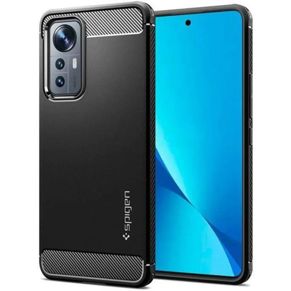 ⁨Etui XIAOMI 12 LITE Spigen Rugged Armor Matte czarne⁩ w sklepie Wasserman.eu