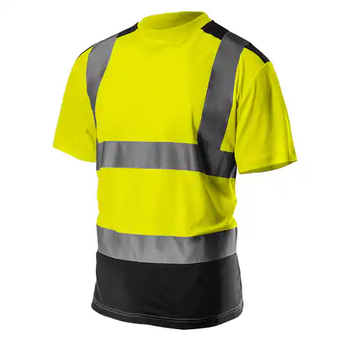 ⁨Warning T-shirt, dark bottom, yellow, size L⁩ at Wasserman.eu