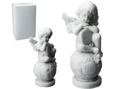 ⁨Aniołek z tamburynem na kuli - alabaster grecki⁩ w sklepie Wasserman.eu