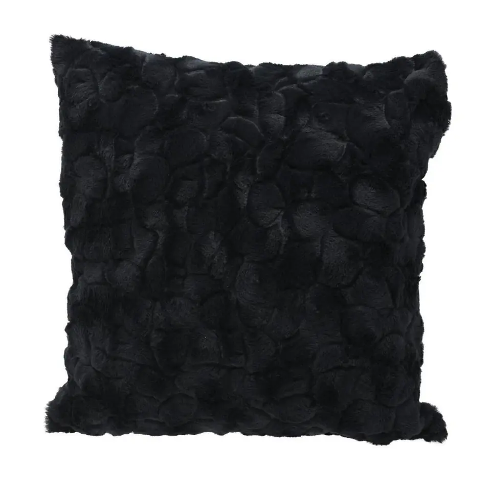 Kissen schwarz geprägte Blumen 45 cm im Wasserman.eu