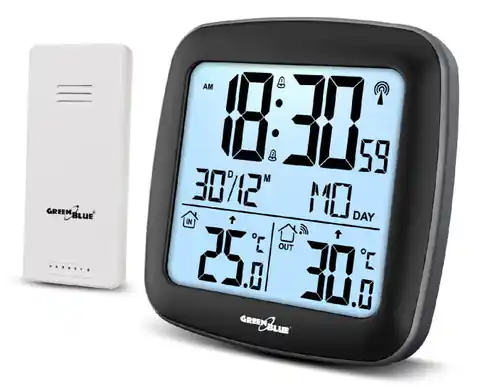 ⁨Stacja pogody bezprzewodowa GreenBlue DCF, kalendarz, alarm⁩ w sklepie Wasserman.eu