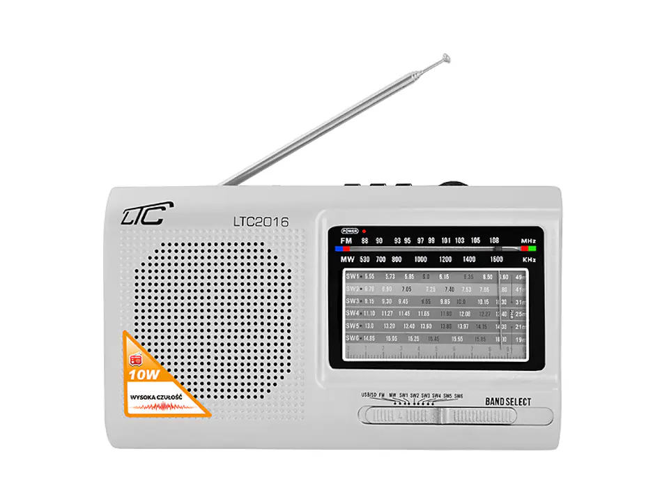 ⁨PS LTC-2016 WILGA USB portable radio with built-in rechargeable battery, silver. (1LM)⁩ at Wasserman.eu