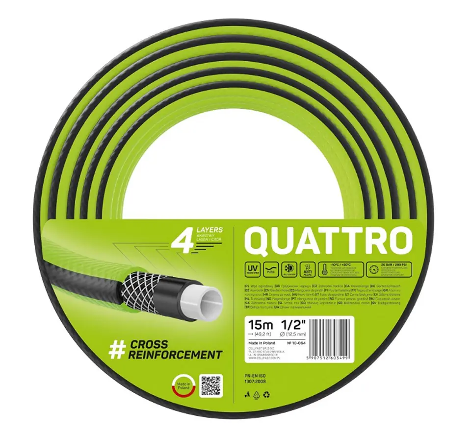 ⁨Garden hose Cellfast Quattro 1/2" 15m⁩ at Wasserman.eu