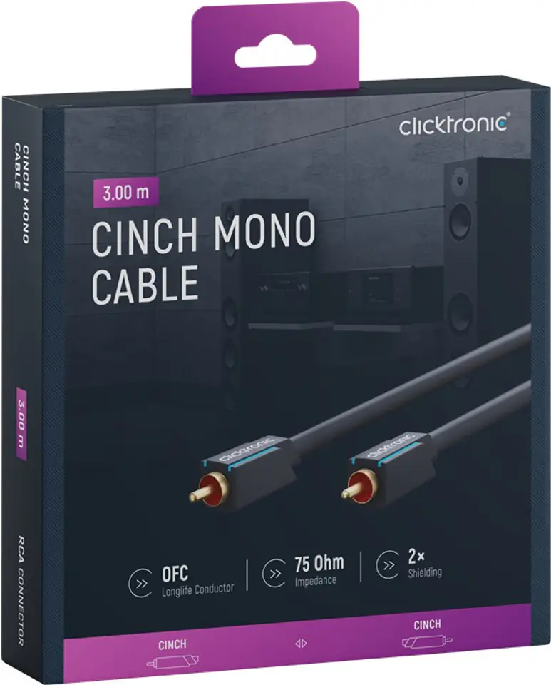 ⁨CLICKTRONIC Kabel Audio 1xRCA - 1xRCA Coaxial 3m⁩ w sklepie Wasserman.eu