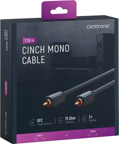 ⁨CLICKTRONIC Audio cable 1xRCA - 1xRCA Coaxial 7,5m⁩ at Wasserman.eu