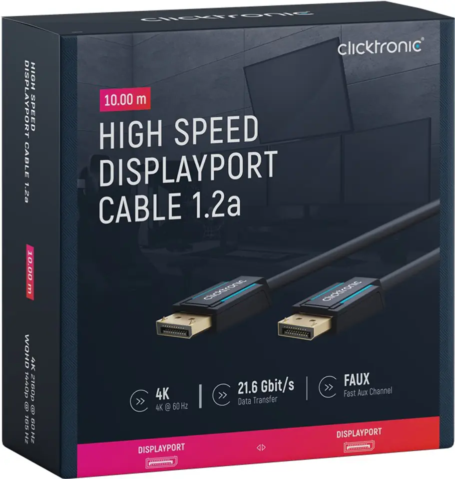 ⁨CLICKTRONIC Cable DisplayPort DP - DP 1.2 4K 7.5m⁩ at Wasserman.eu