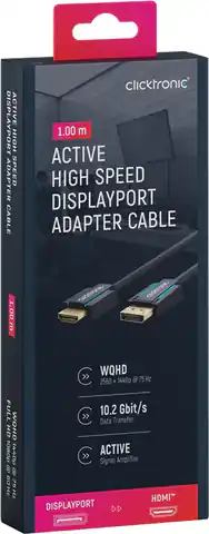 ⁨CLICKTRONIC Kabel DisplayPort DP - HDMI 1m⁩ w sklepie Wasserman.eu