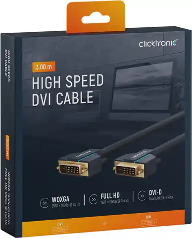⁨CLICKTRONIC Cable DVI-D - DVI-D (24+1) 3m⁩ at Wasserman.eu