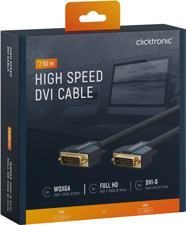 ⁨CLICKTRONIC Cable DVI-D - DVI-D (24+1) 7,5m⁩ at Wasserman.eu