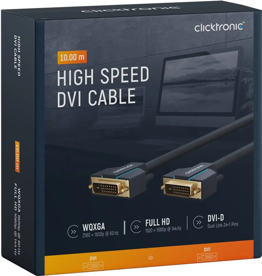 ⁨CLICKTRONIC Cable DVI-D - DVI-D (24+1) 10m⁩ at Wasserman.eu