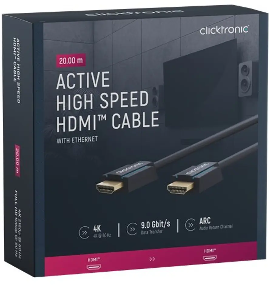 CLICKTRONIC Active HDMI 2.0 Cable 4K 60Hz 20m at Wasserman.eu