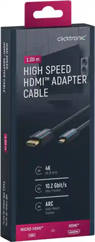⁨CLICKTRONIC Kabel HDMI - micro HDMI 2.0 4K 60Hz 1m⁩ w sklepie Wasserman.eu