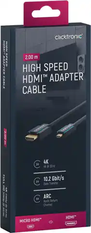 ⁨CLICKTRONIC HDMI - micro HDMI 2.0 Kabel 4K 60Hz 2m⁩ im Wasserman.eu