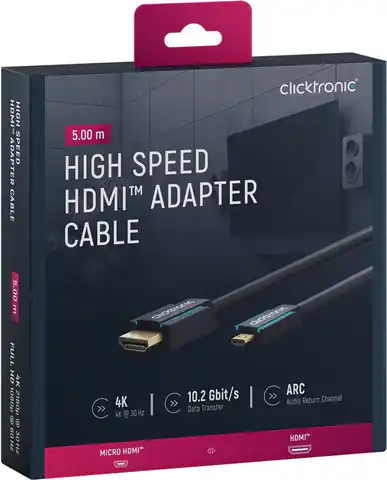 ⁨CLICKTRONIC HDMI - micro HDMI 2.0 cable 4K 60Hz 5m⁩ at Wasserman.eu