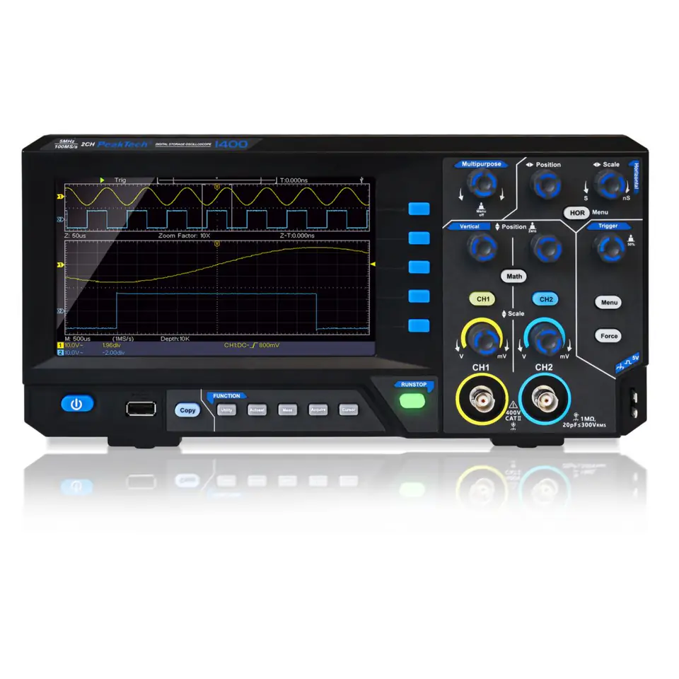 Digitales Oszilloskop 2CH 5MHz 100MS/s PeakTech 1400 im Wasserman.eu