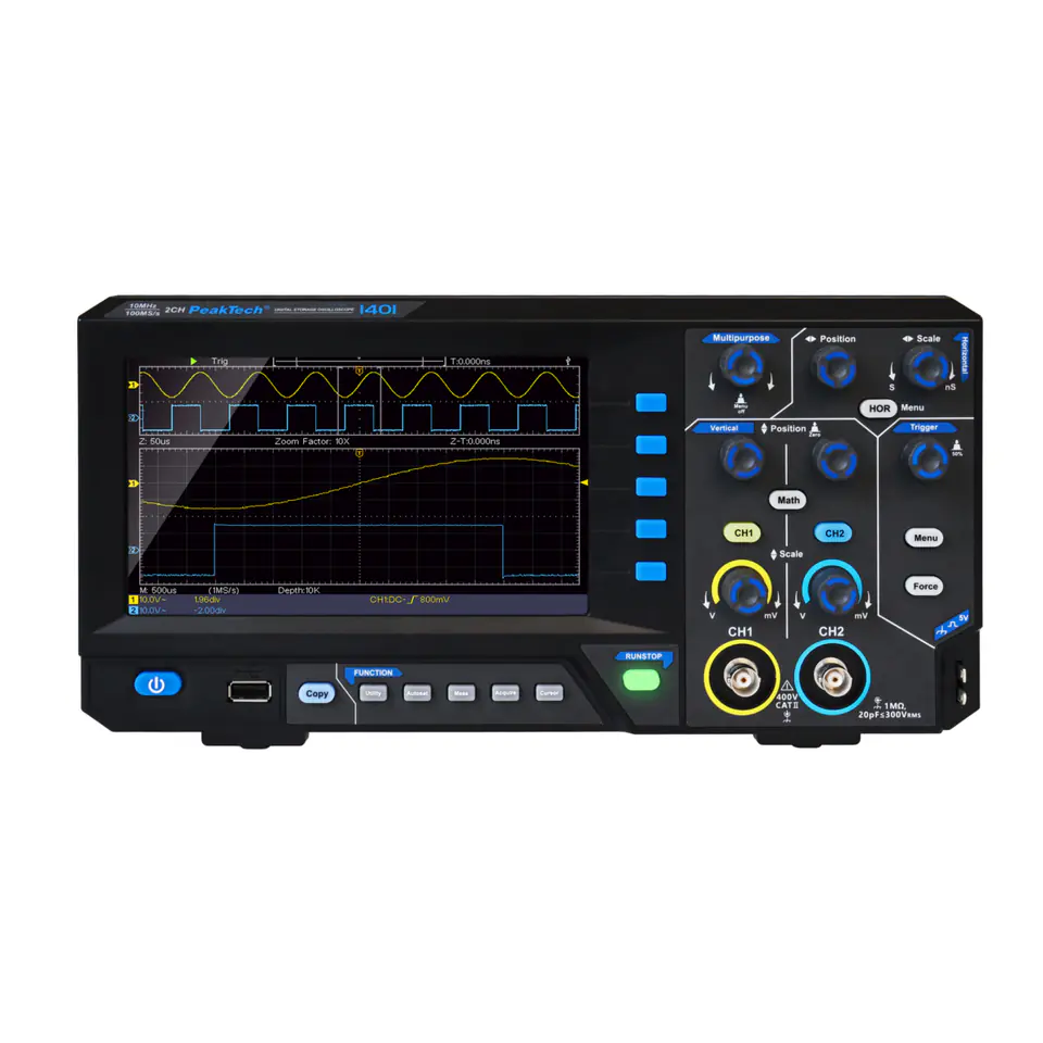Digitales Oszilloskop 2CH 10MHz 100MS/s PeakTech 1401 im Wasserman.eu