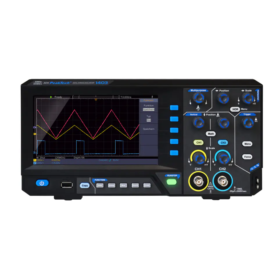 Oscyloskop cyfrowy 2CH 50MHz 500MS/s PeakTech 1403 w sklepie Wasserman.eu
