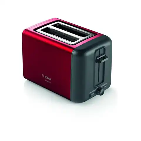 ⁨Bosch DesignLine Toaster TAT3P424 Power 970 W, Number of slots 2, Housing material Stainless steel, Red⁩ at Wasserman.eu
