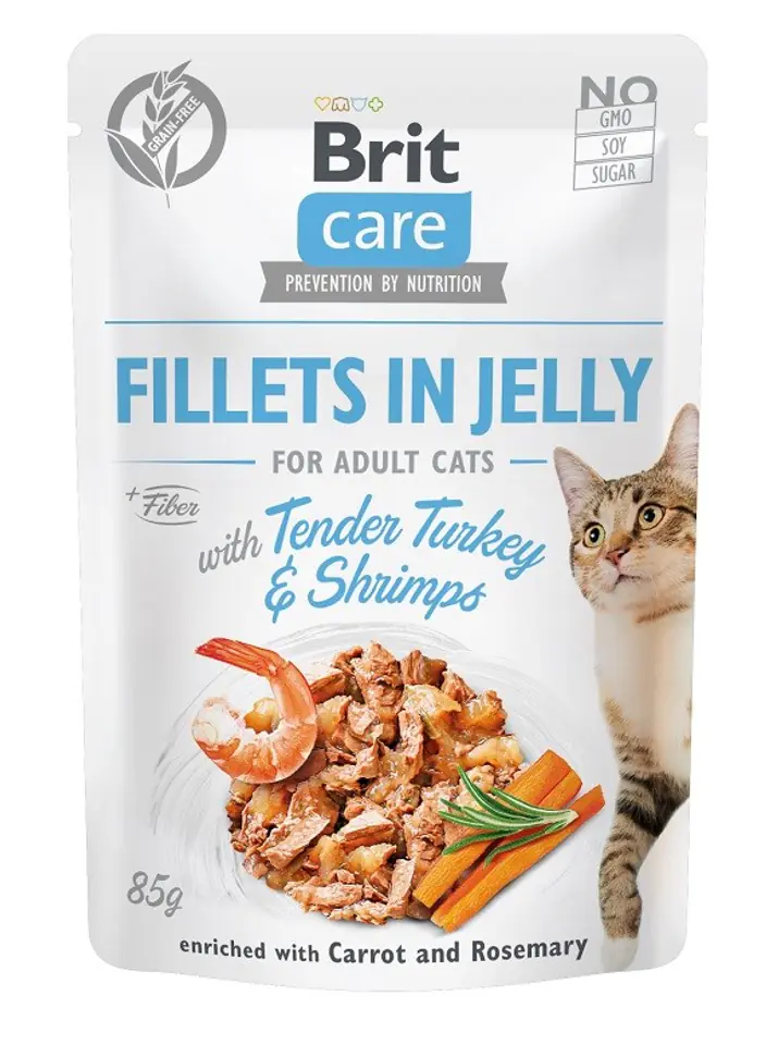 ⁨BRIT Care Fillets in Jelly - turkey and shrimp jelly - wet cat food - 85 g⁩ at Wasserman.eu