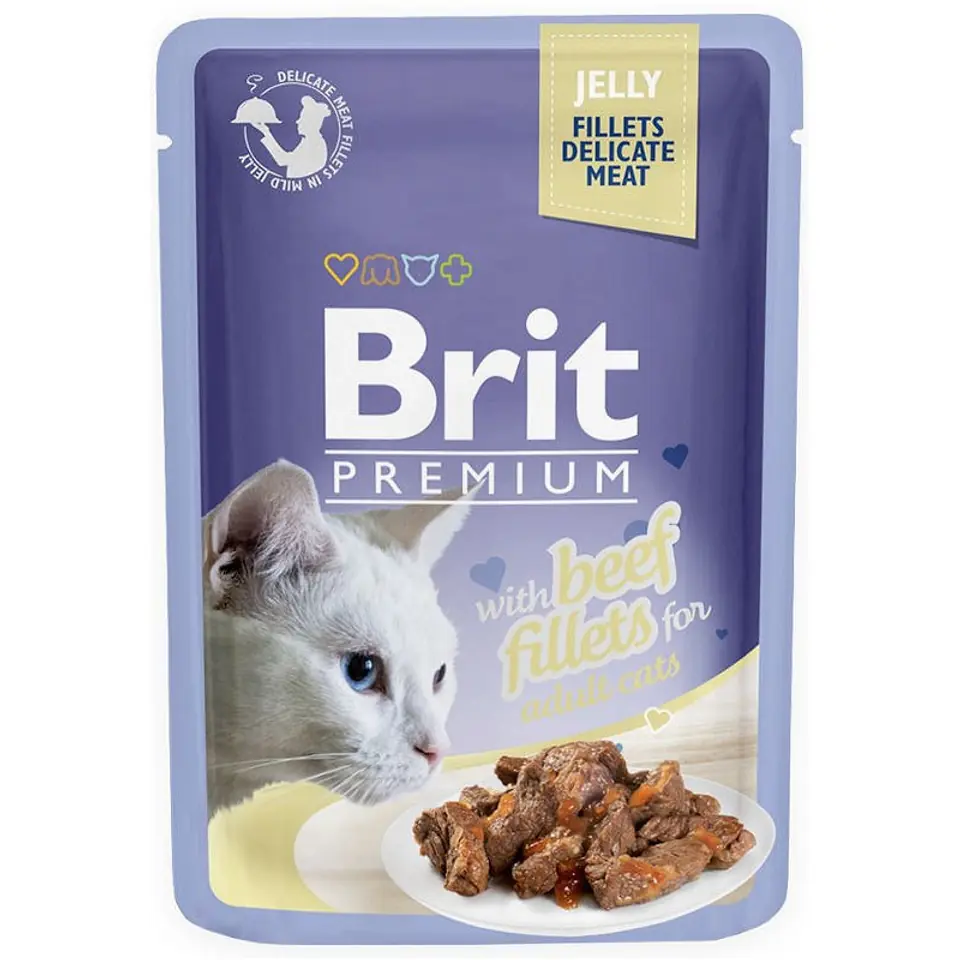 ⁨BRIT Premium Cat Pouch jelly fillets Beef - wet cat food - 85g⁩ at Wasserman.eu