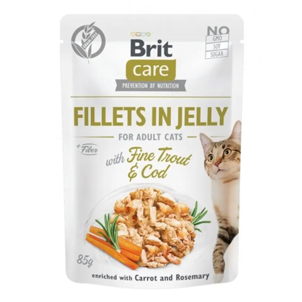 ⁨BRIT Care Fillets in Jelly - trout and cod fillets in jelly - wet cat food - 85 g⁩ at Wasserman.eu