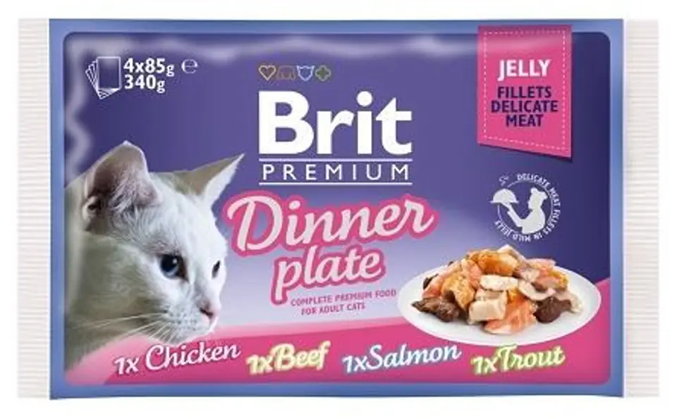 ⁨Brit Premium Cat Jelly Fillet Dinner Plate 4x85g⁩ w sklepie Wasserman.eu