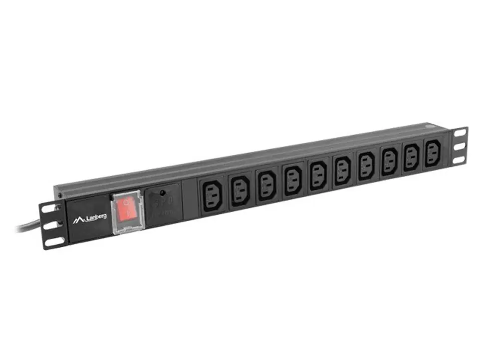 ⁨LANBERG PDU RACK POWER STRIP (1U,10A,7X IEC C13,2M)⁩ at Wasserman.eu