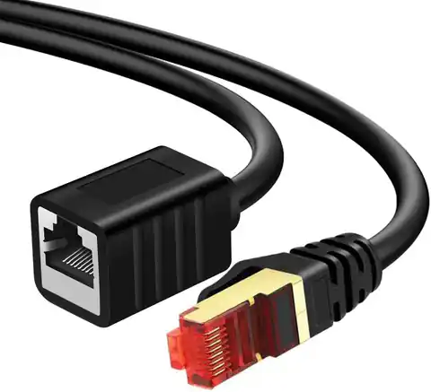 ⁨Kabel LAN przedłużacz CAT7 czarny 0,5m⁩ w sklepie Wasserman.eu