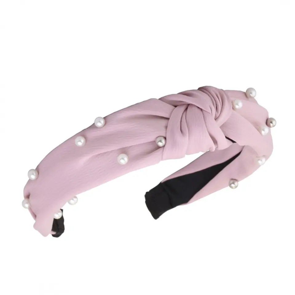 ⁨Turban band made of thick light pink pearl material O227RR⁩ at Wasserman.eu