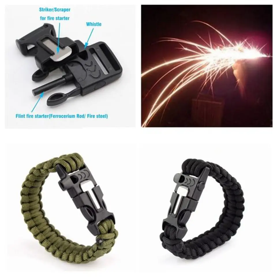 Bransoletka paracord 3w1 CZARNA w sklepie Wasserman.eu