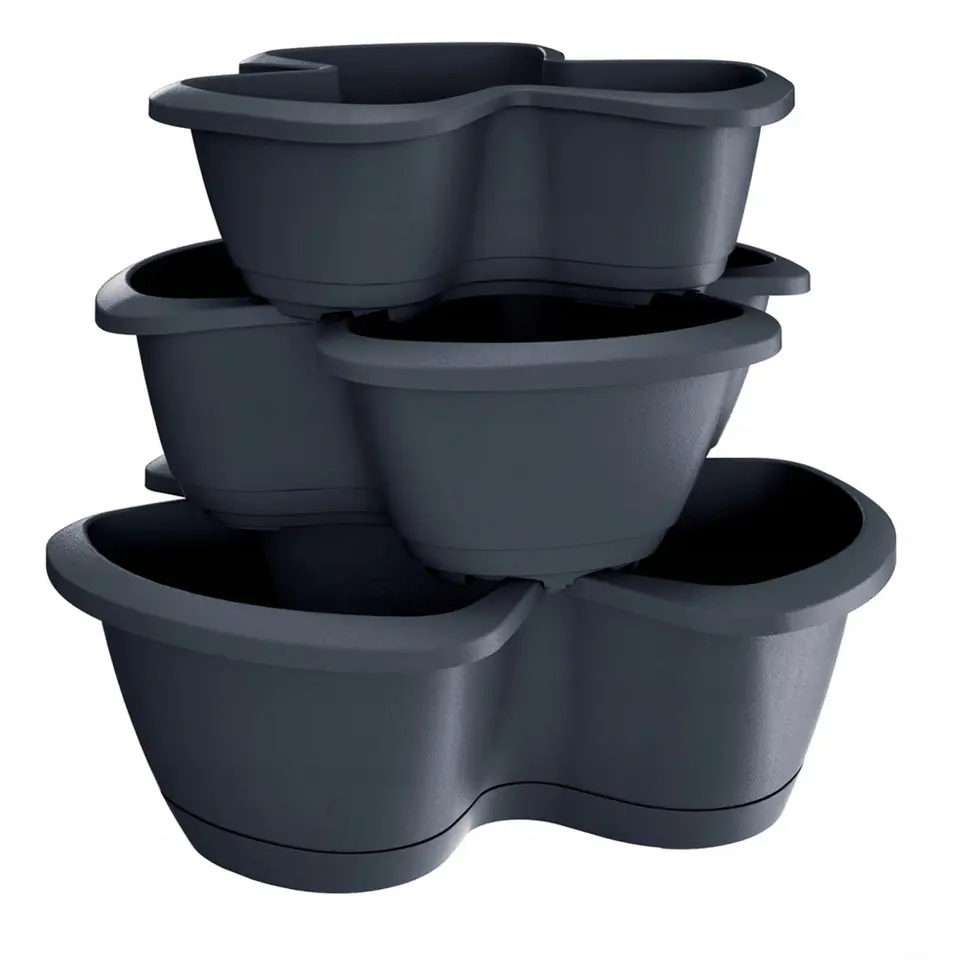 ⁨Triple plant pot Respana Trio DRET123S anthracite⁩ at Wasserman.eu