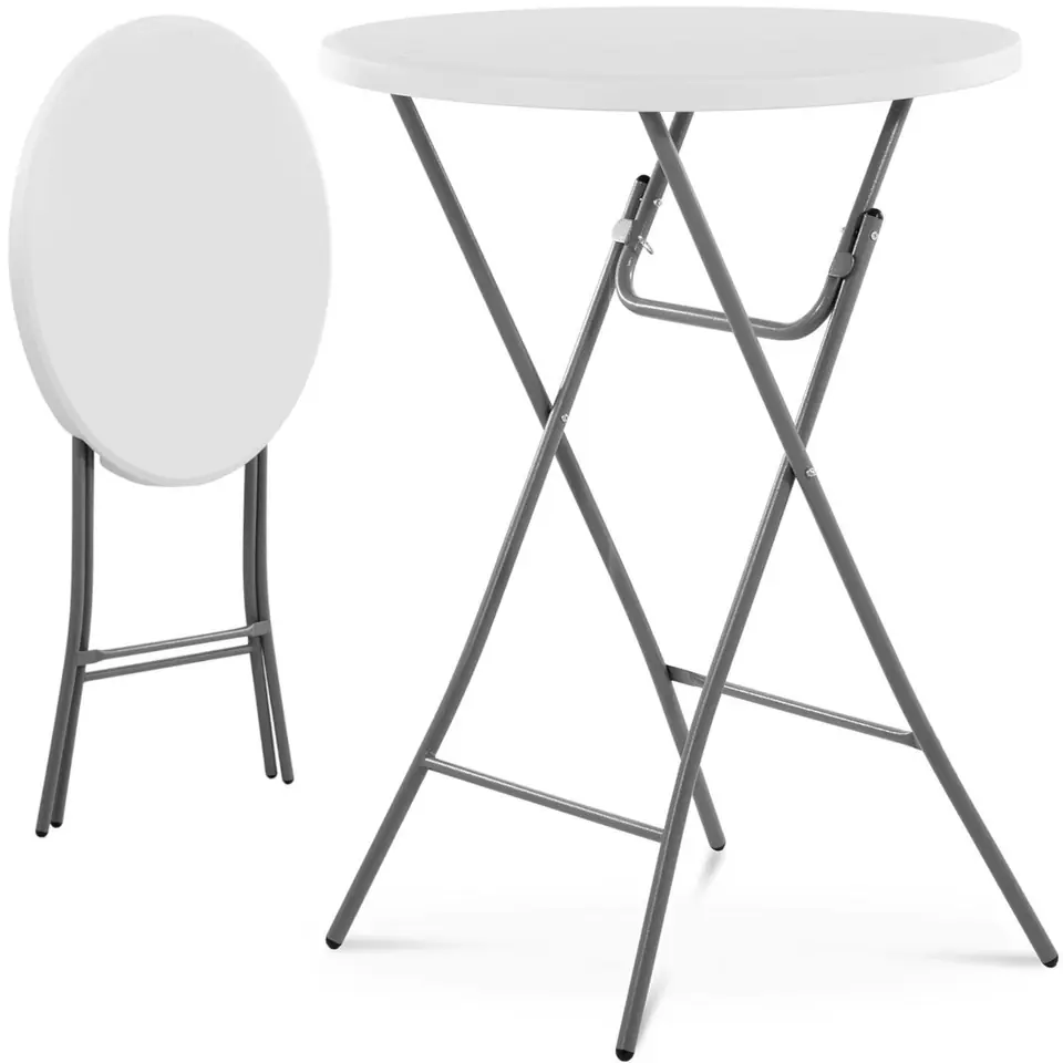 ⁨Table round catering table bar folding white up to 100 kg diam. 80 cm x 110 cm⁩ at Wasserman.eu