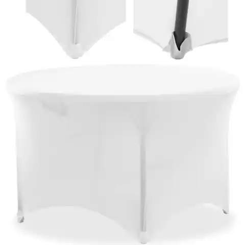 ⁨Pokrowiec elastyczny uniwersalny na stół okrągły śr. 120 cm biały⁩ w sklepie Wasserman.eu