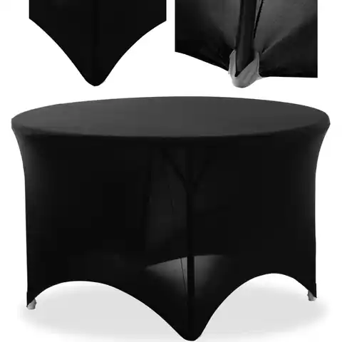 ⁨Pokrowiec elastyczny uniwersalny na stół okrągły śr. 120 cm czarny⁩ w sklepie Wasserman.eu