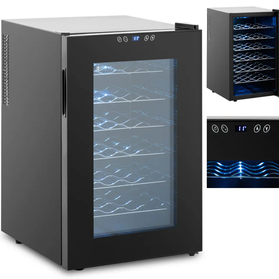 ⁨Wine cellar fridge wine cooler for drinks 6 shelves LED 70 l black⁩ at Wasserman.eu
