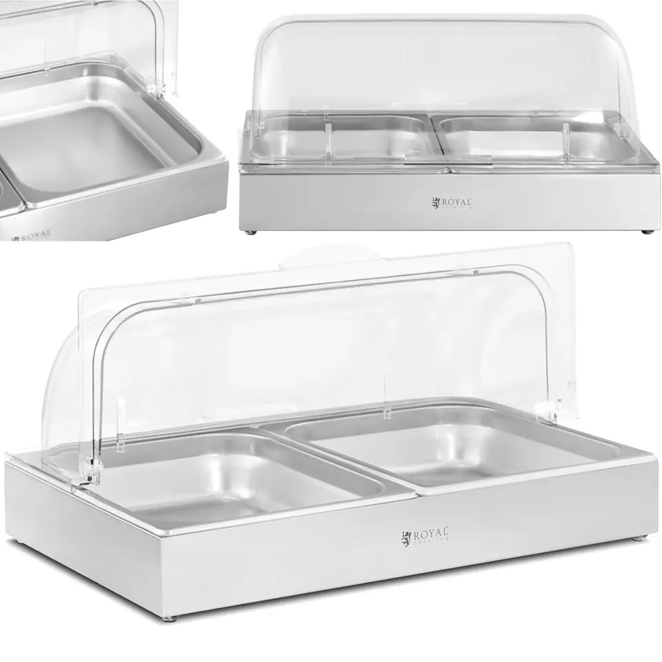 ⁨Witryna ekspozycyjna bufetowa śniadaniowa z pokrywą rolltop 2x GN 1/2 2x 4 l⁩ w sklepie Wasserman.eu