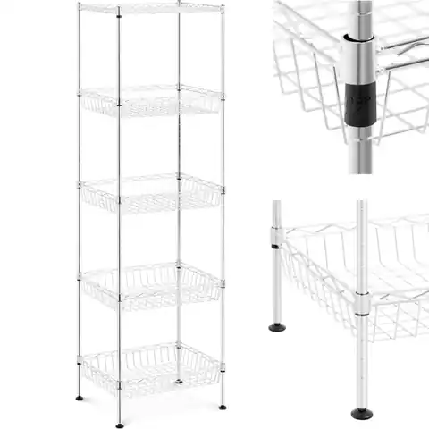 ⁨Metal wire rack for wardrobe storage 5 baskets 45 x 35 x 152 cm up to 100 kg⁩ at Wasserman.eu