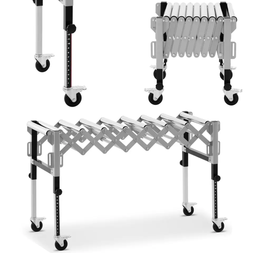 ⁨Feeder transport roller table folding 9 rolls up to 130 kg 145 x 59 x 96 cm⁩ at Wasserman.eu