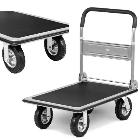 ⁨Wózek platformowy magazynowy ręczny składany 1 burta do 300 kg 80 x 60 cm⁩ w sklepie Wasserman.eu