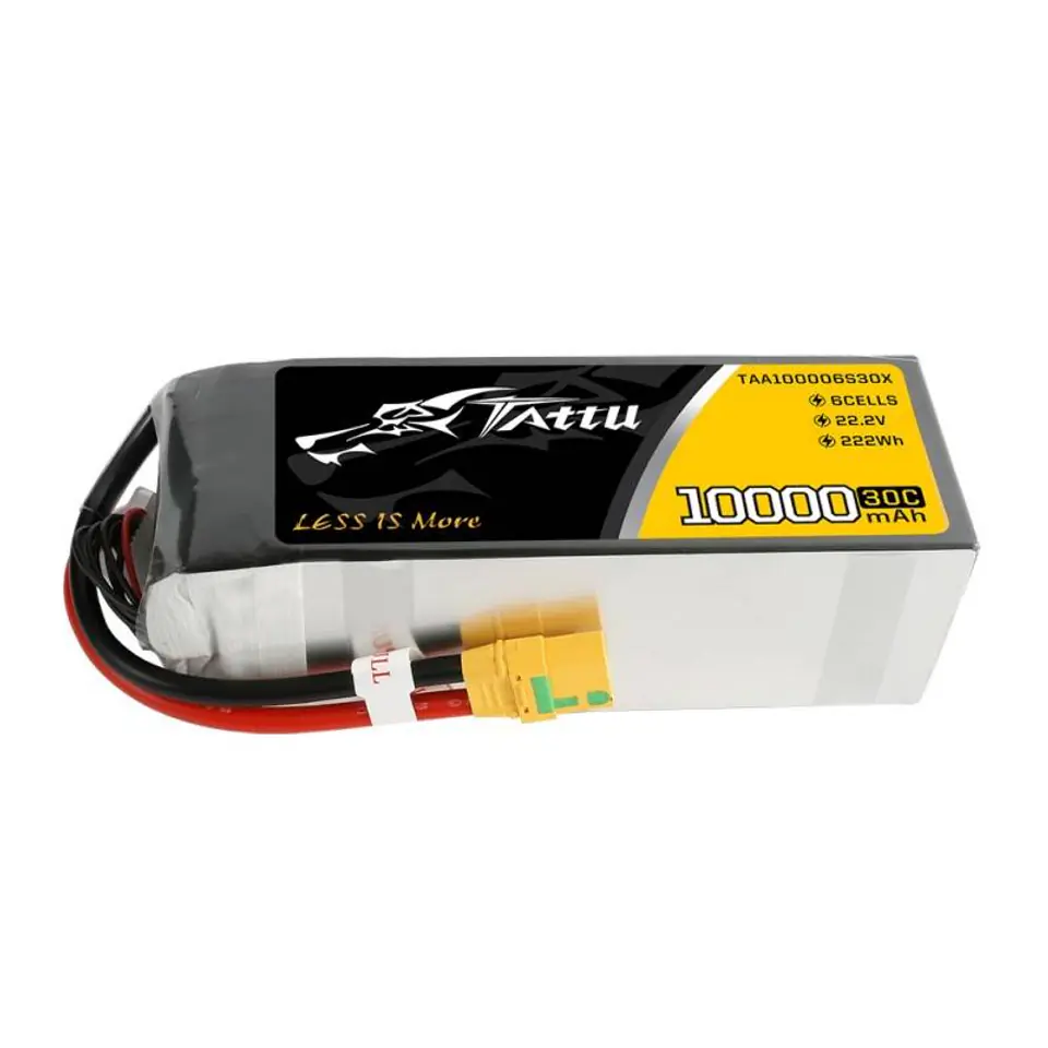 Tattu Rechargeable Battery 10000mAh 22.2V 30C 6S1P XT90 Anti-spark Plug at Wasserman.eu