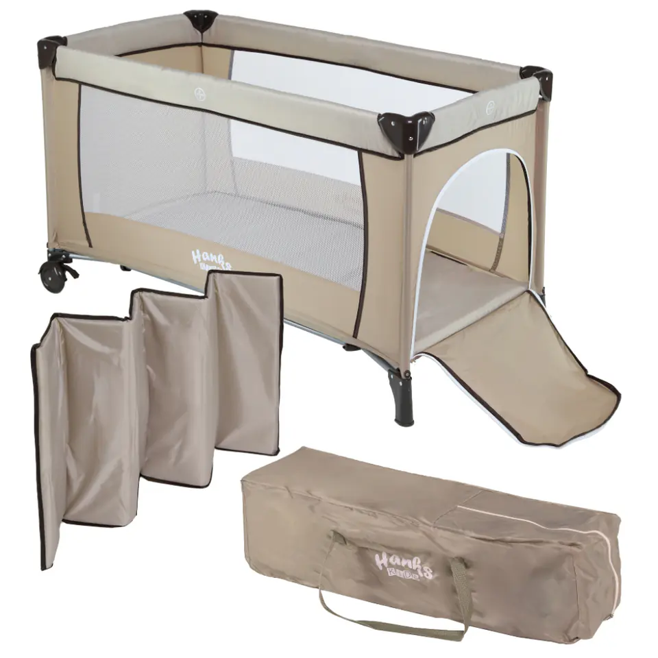 ⁨TRAVEL COT SIMPLE BEIGE HANKSKIDS⁩ at Wasserman.eu