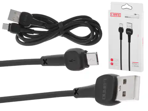 ⁨L-BRNO Kabel USB - micro USB ładowarka Quick Charge szybkie ładowanie czarny⁩ w sklepie Wasserman.eu