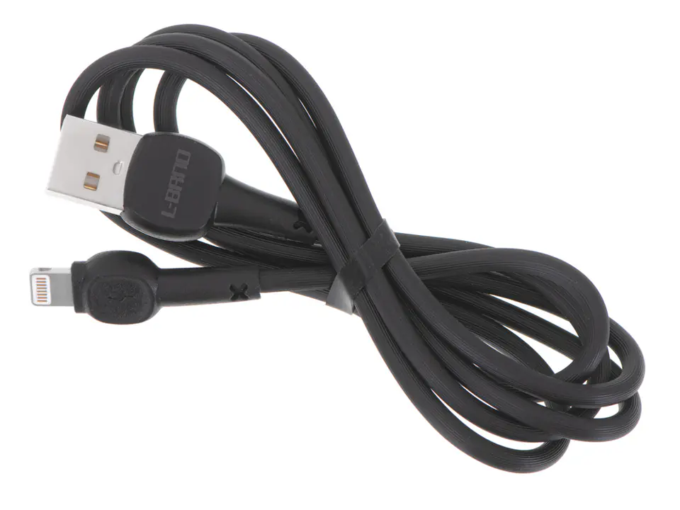 ⁨L-BRNO Kabel Lighting szybkie ładowanie USB-A czarny 2A 100 cm⁩ w sklepie Wasserman.eu