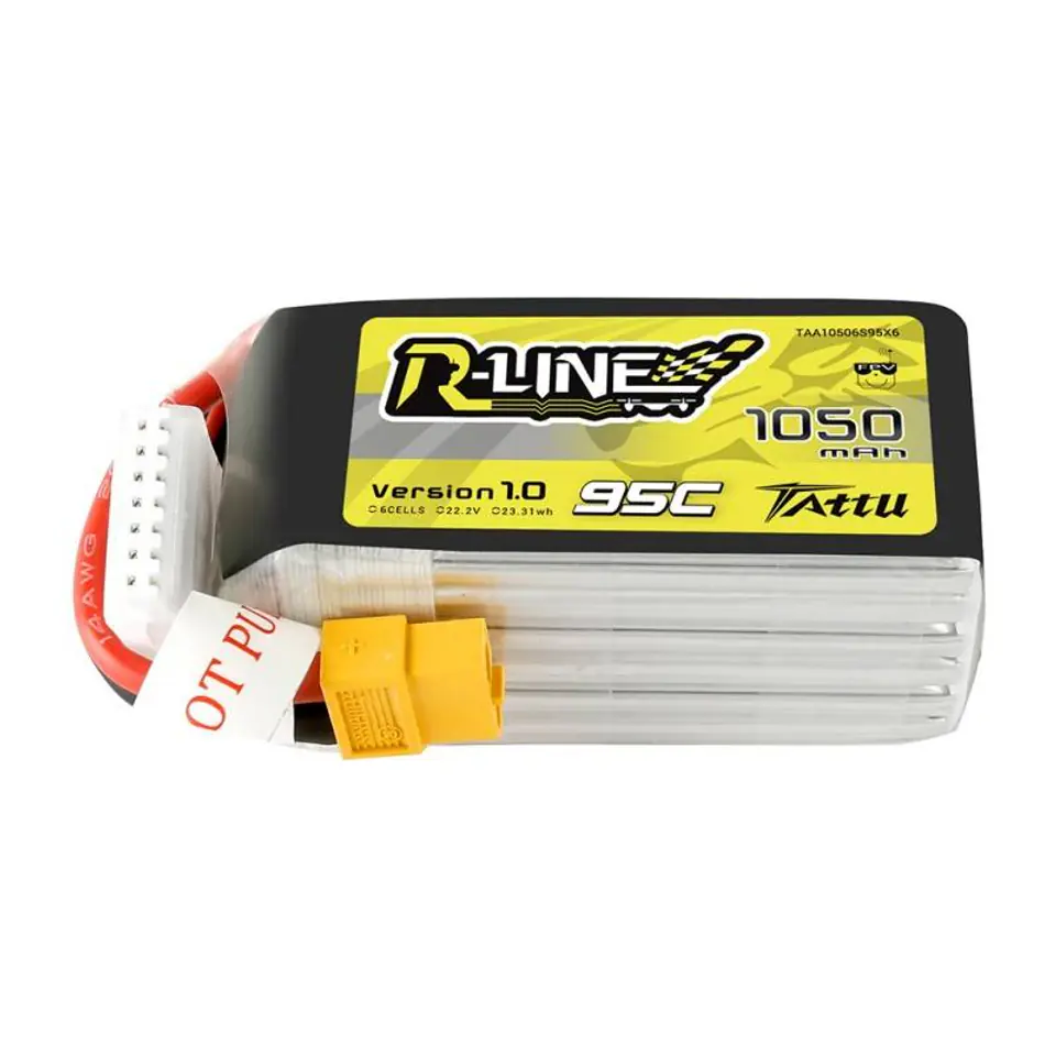 Rechargeable Tattu R-Line 1050mAh 22.2V 95C 6S1P XT60 at Wasserman.eu