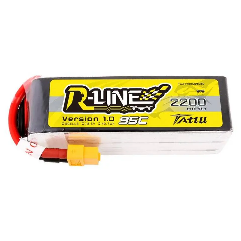 Rechargeable Tattu R-Line 2200mAh 18.5V 95C 5S1P XT60 at Wasserman.eu