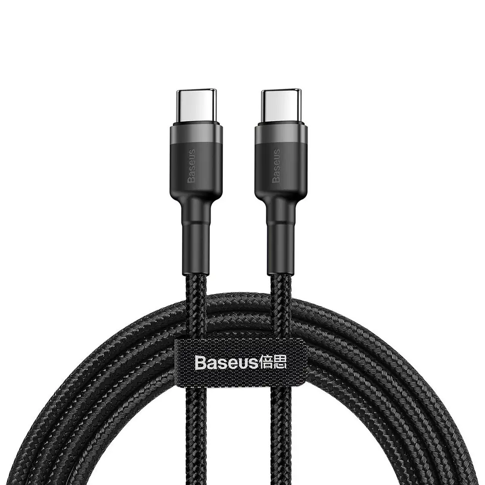 ⁨Kabel USB-C do USB-C PD Baseus Cafule PD 2.0, QC 3.0, 60W, 2m (czarno-szary)⁩ w sklepie Wasserman.eu