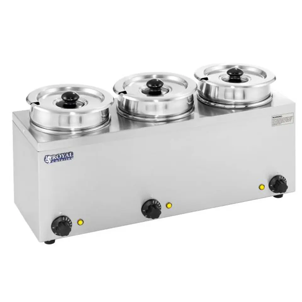 ⁨Bain-marie electric soup warmer 450W 230V 3 x 3.8L⁩ at Wasserman.eu