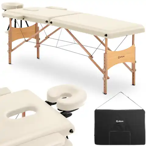 ⁨Stół łóżko do masażu drewniane przenośne składane Toulouse Beige do 227 kg beżowe⁩ w sklepie Wasserman.eu